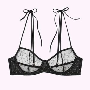 Le Petit Trou mesh tie polka dot black bra Women’s size medium m